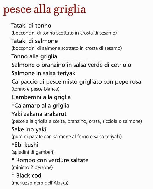 Menu di QOR - Ristorante Giapponese - Milano 