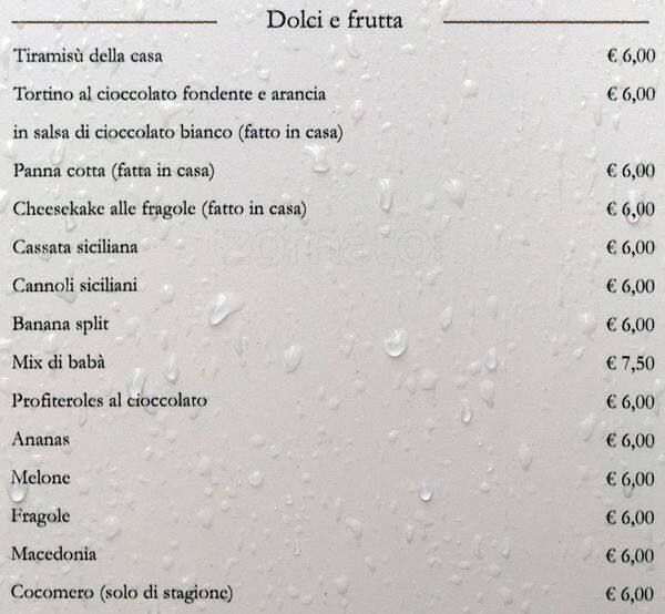 Menu di Gran Caffè del Passeggero 