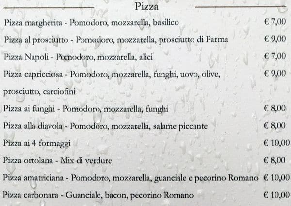 Menu di Gran Caffè del Passeggero 