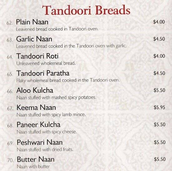 Menu at Tandoori Nightz restaurant, Warnbro