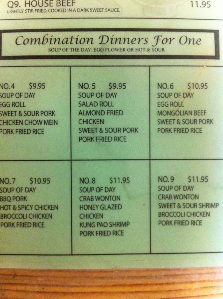 Menu at Lucky Chopsticks restaurant, Anacortes