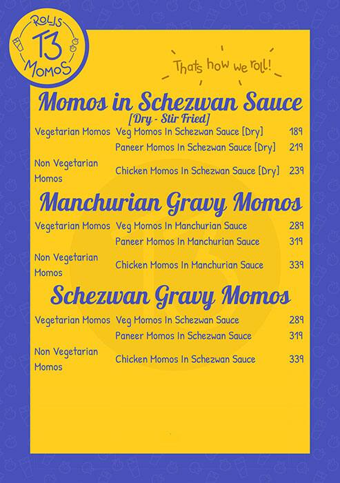 T3 - Rolls & Momos menu