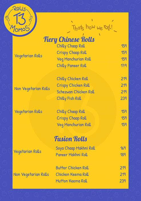 T3 - Rolls & Momos menu
