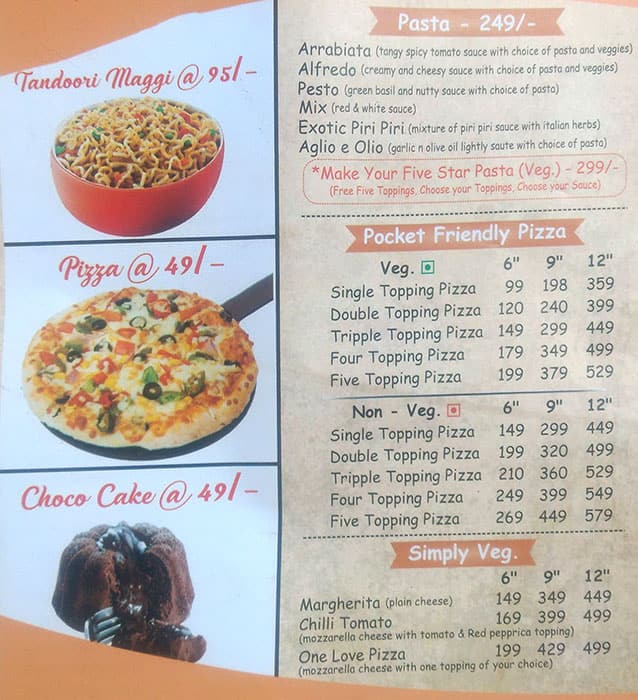 Menu at OMG, Gurugram