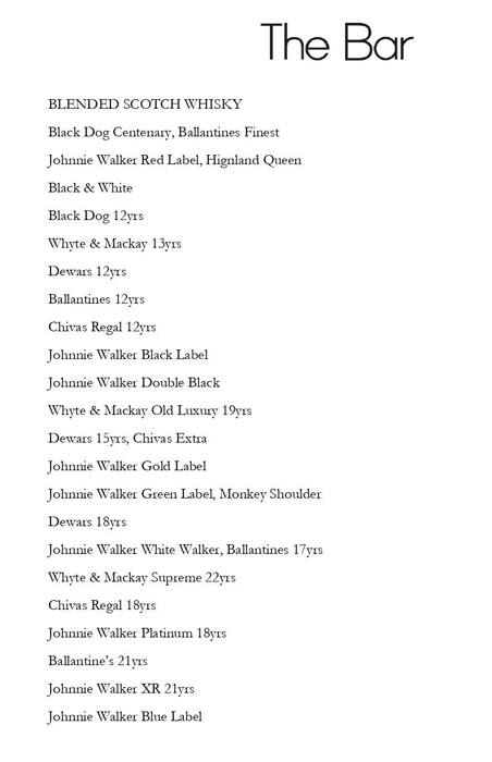 Grand Hyatt Mumbai menu