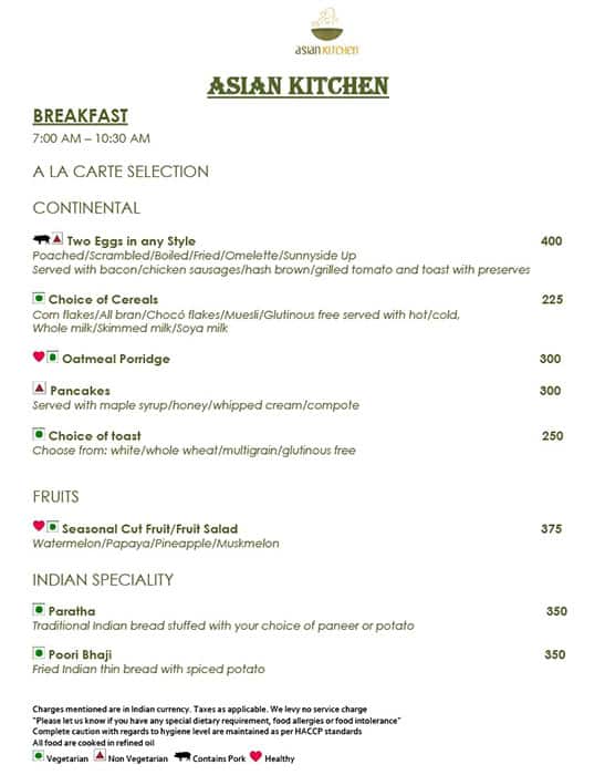 Asian Kitchen menu