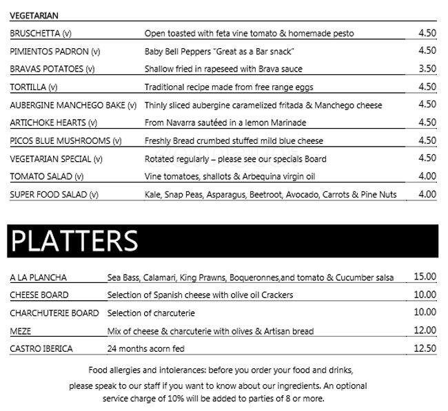 Menu at Donde At the Hop pub & bar, London