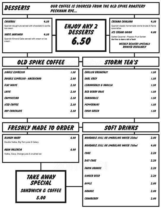 Menu at Donde At the Hop pub & bar, London