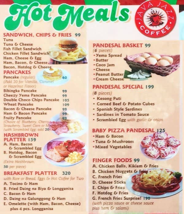Java Jazz Coffee Menu, Menu for Java Jazz Coffee, Tagaytay City