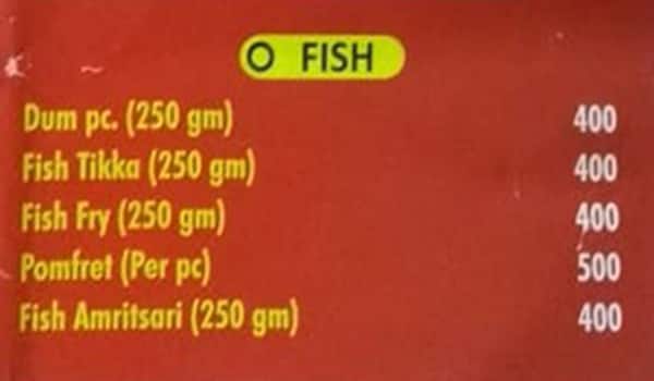 Chacha Shankar chic fish kabab menu