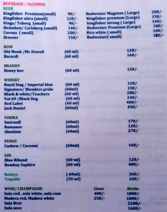 Om Shanti Beach Stay ( Restaurant & Bar) menu