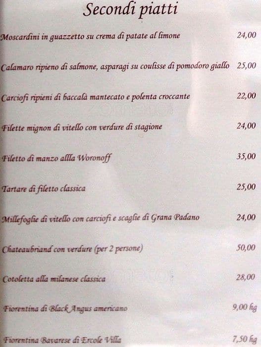 Menu di Giacomo Bistrot 