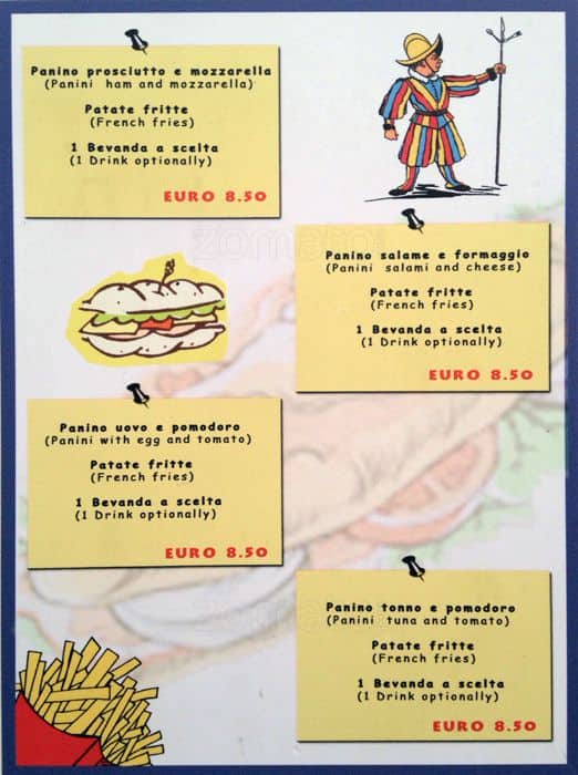 Menu di Lunch Pizzeria 