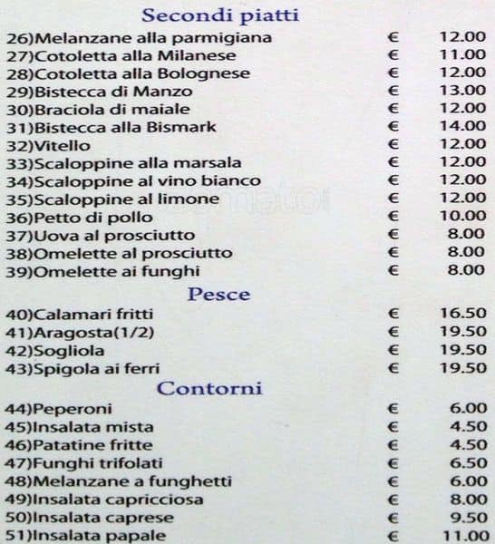 Menu di Lunch Pizzeria 