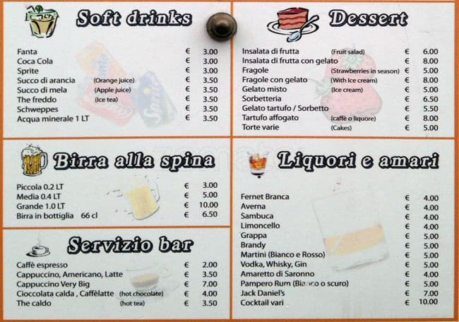 Menu di Lunch Pizzeria 