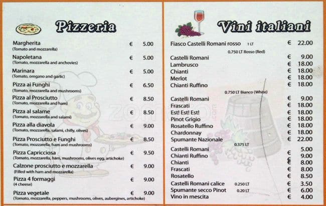 Menu di Lunch Pizzeria 