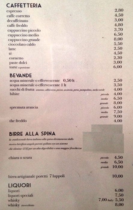 Menu di Petrolini 