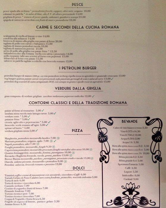 Menu di Petrolini 