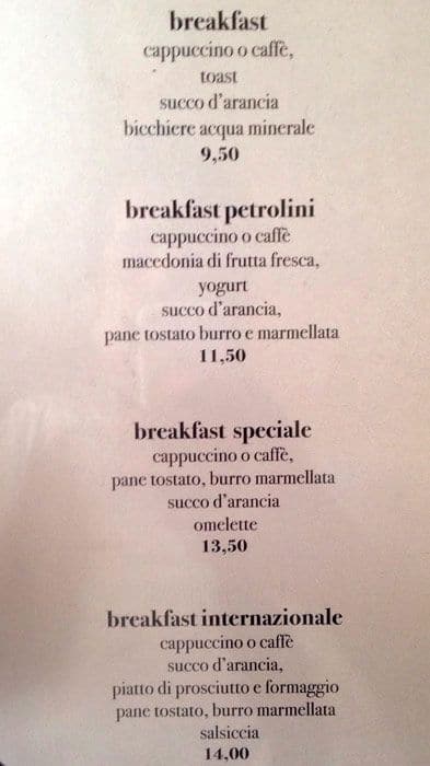 Menu di Petrolini 