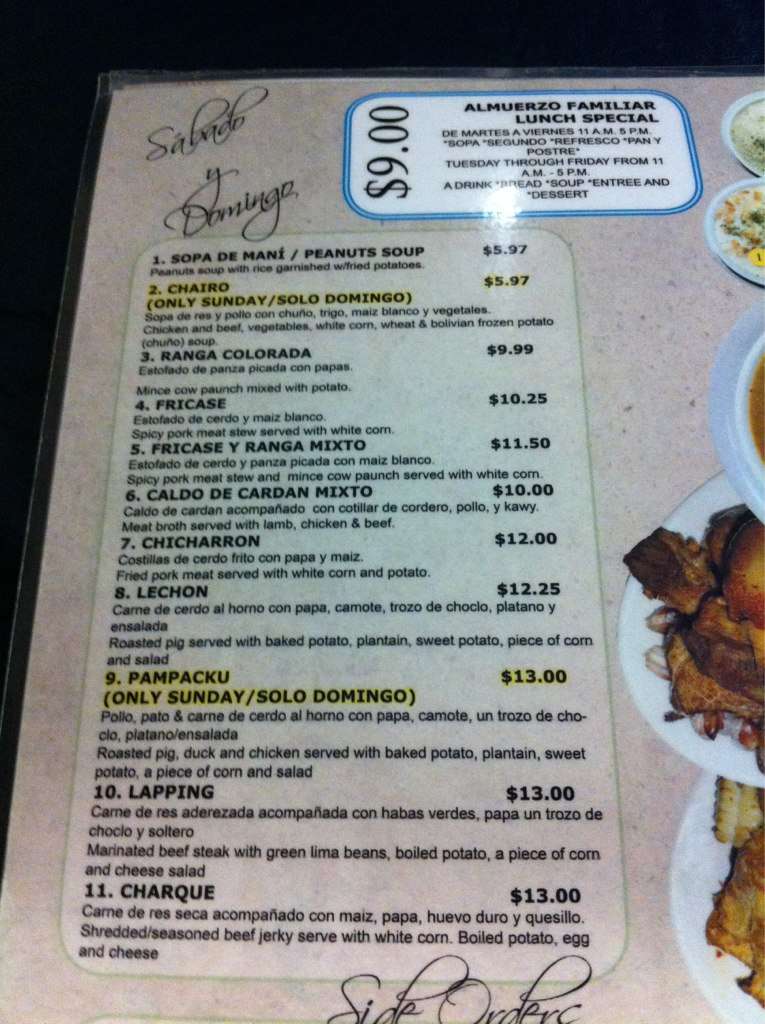 Luzmila's Cuisine Menu, Menu for Luzmila's Cuisine, Falls Church, Falls