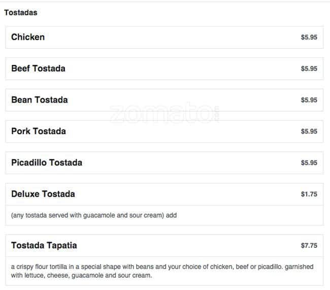 Menu at Catedral Tapatia pub & bar, Vancouver