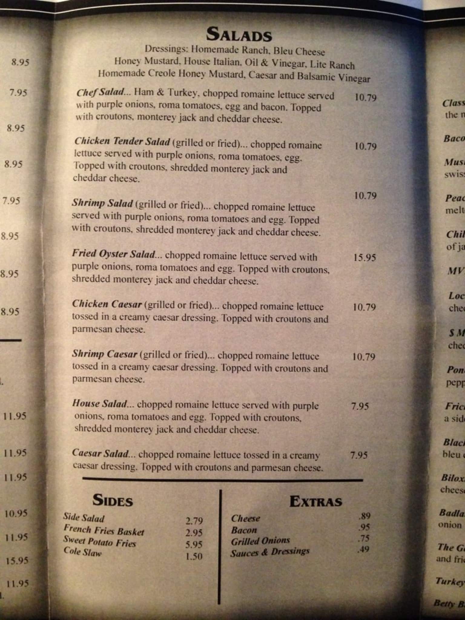 Menu at Triple Nickel Grill restaurant, Mandeville
