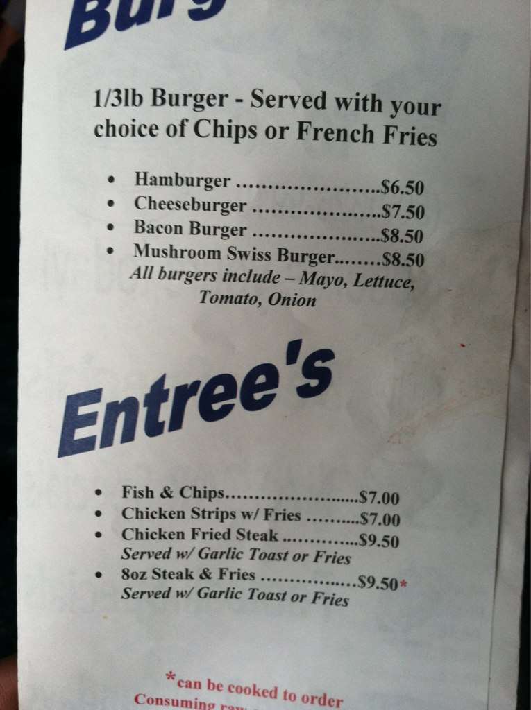 Carta de Happy Time Bar & Grill