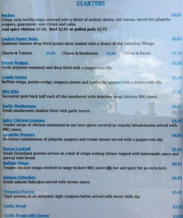 Madisons menu