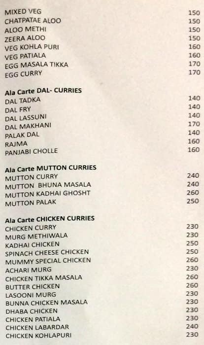 Mummy Ki Rassoi menu
