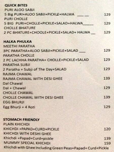 Mummy Ki Rassoi menu