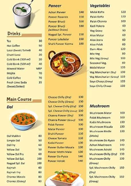 Menu of Nagpal Restaurant, Laxmi Nagar, New Delhi