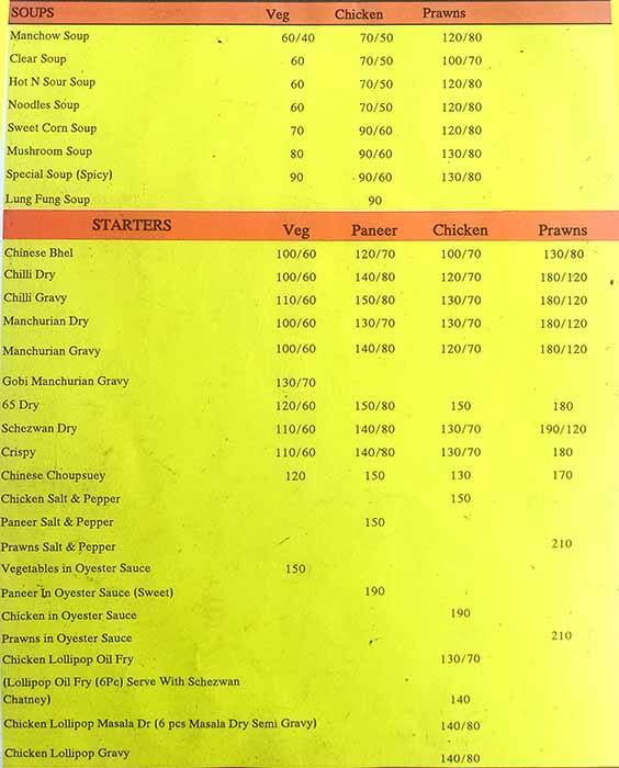 Menu of Hoppers, Chakala, Mumbai