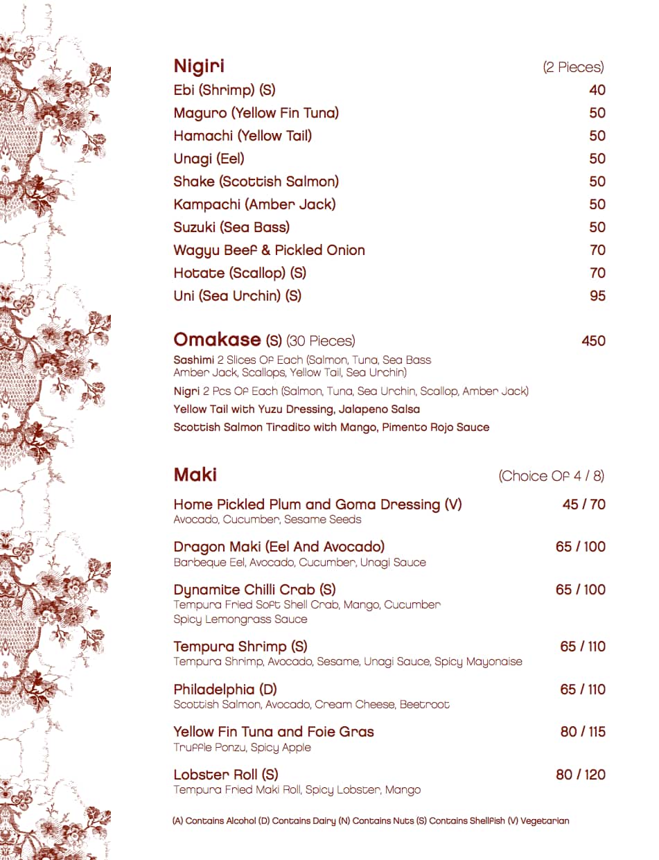 Menu at Buddha Bar, Dubai, Al Emreef Street