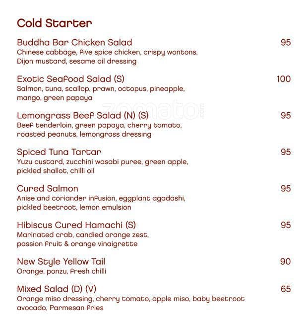 Buddha Bar Grosvenor House Menu Zomato
