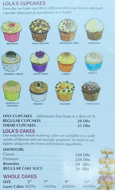 Lola S Cupcakes Menu Menu For Lola S Cupcakes Downtown Dubai Dubai