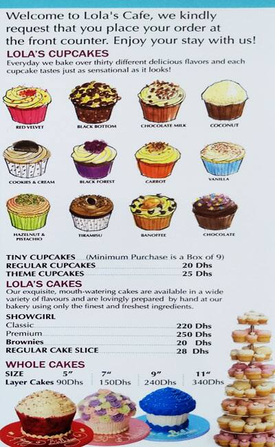 Lola S Cupcakes Menu Menu For Lola S Cupcakes Al Nahda Dubai