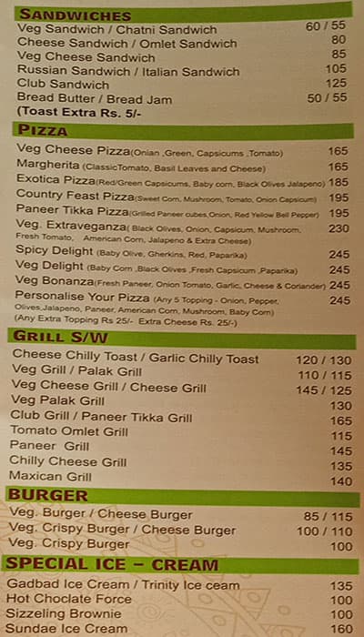 Hotel Parimala menu