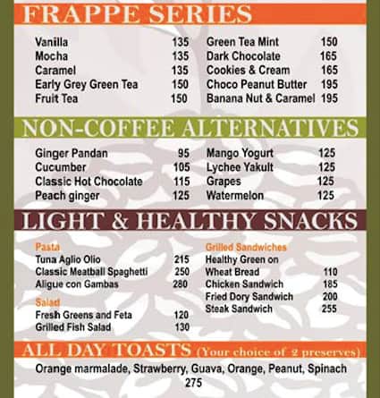 Menu at Myons Cuisine restaurant, Quezon City