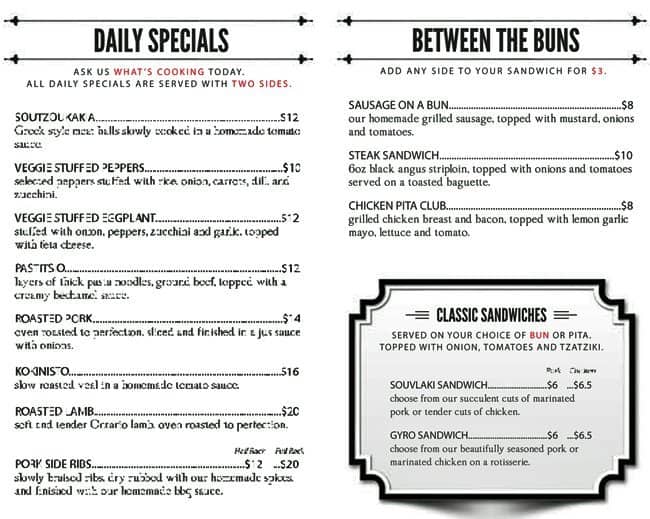 Menu de The Greek Grill