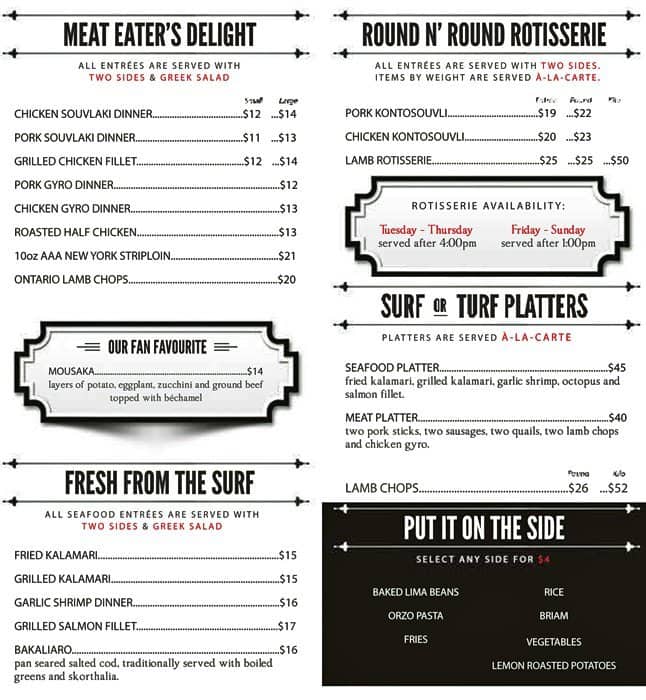 Menu de The Greek Grill