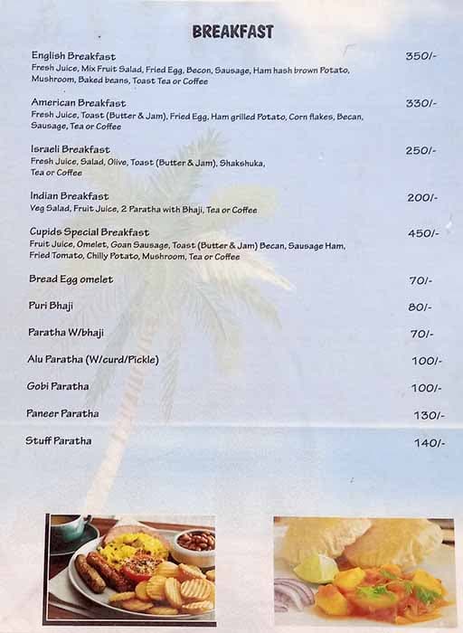 Cupid's Castle Bar& Restaurant menu