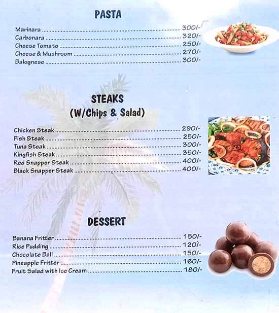 Cupid's Castle Bar& Restaurant menu
