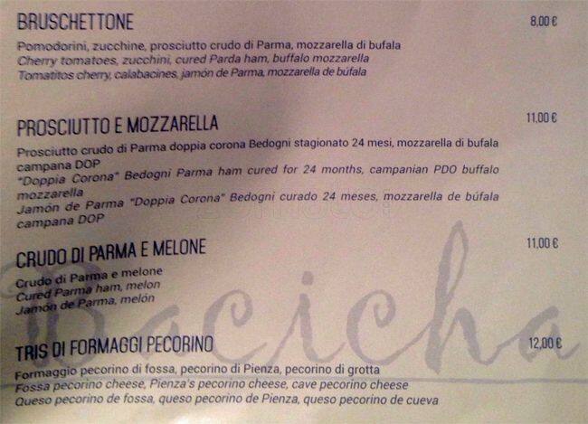 Menu di Bacicha 