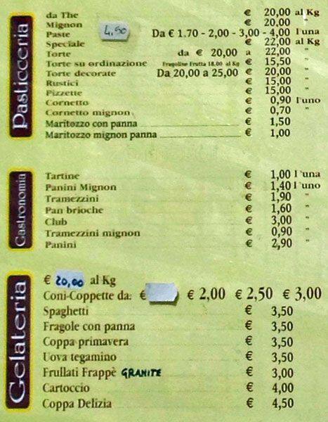 Menu di Er Pozzo Der Gelato 