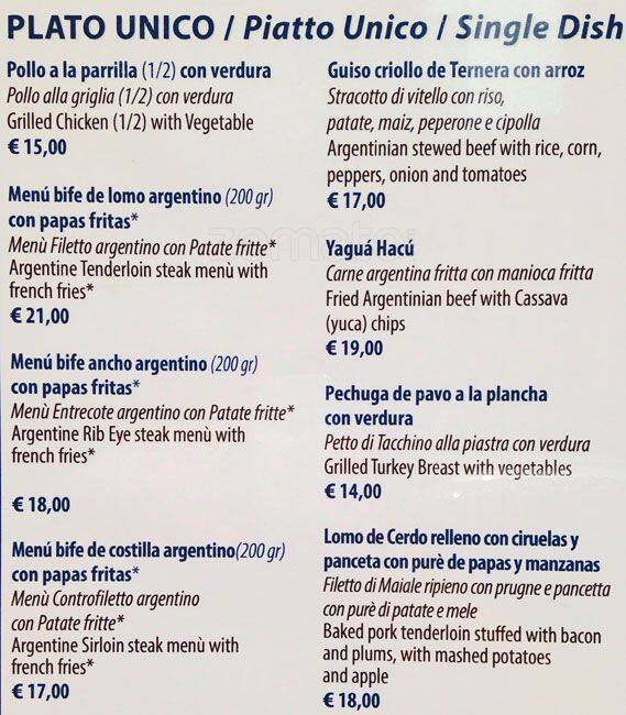 Menu di Baires 