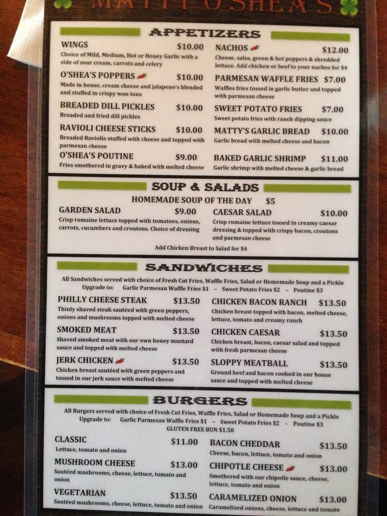 matty-o-shea-s-pub-and-restaurant-menu-urbanspoon-zomato