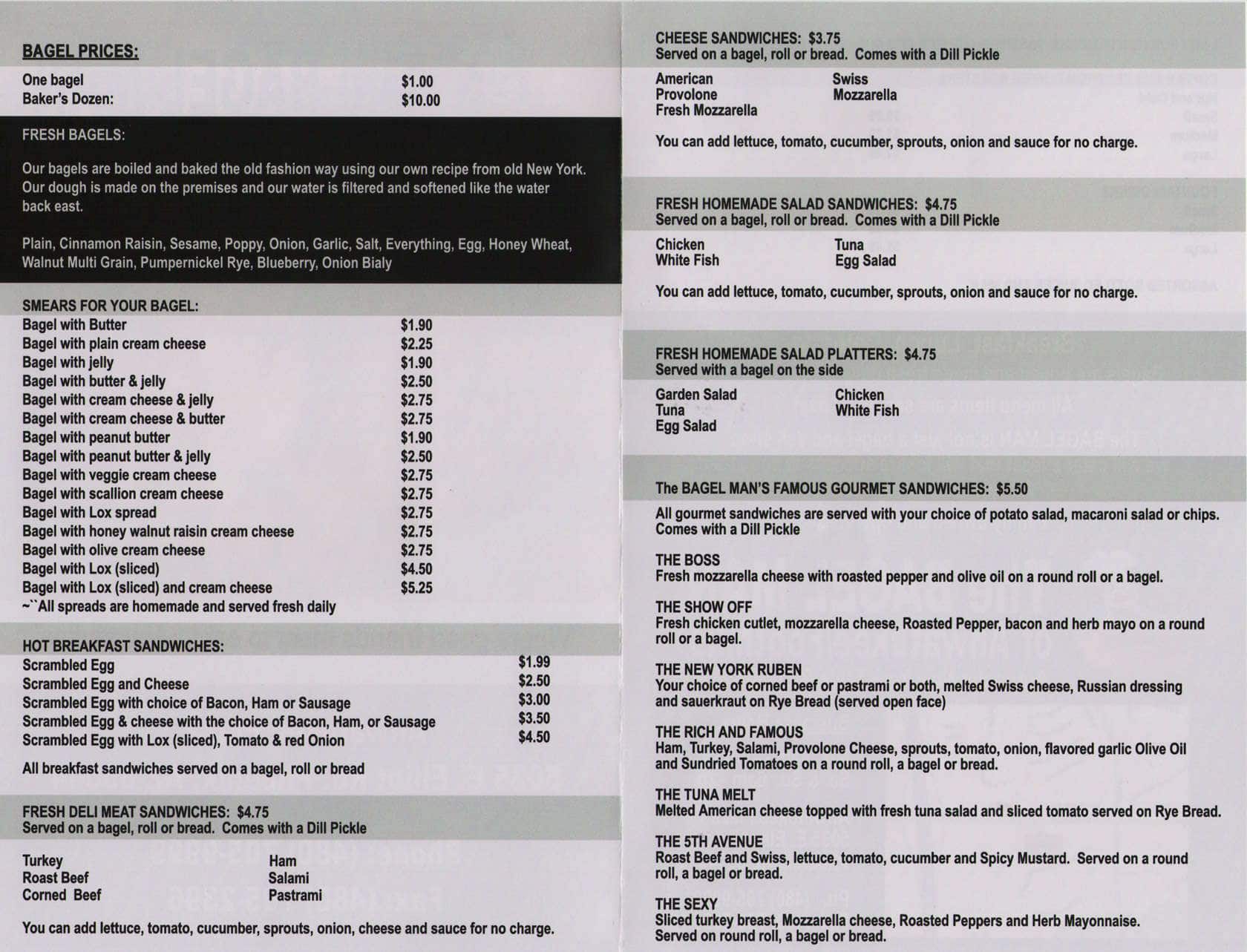 The Bagel Man of Ahwatukee Menu Urbanspoon/Zomato