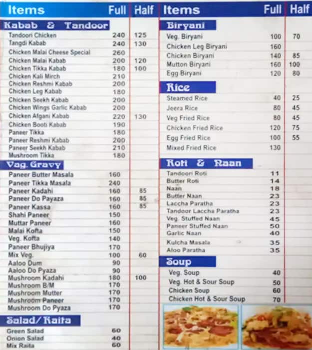 Menu at Spice food corner, Patna
