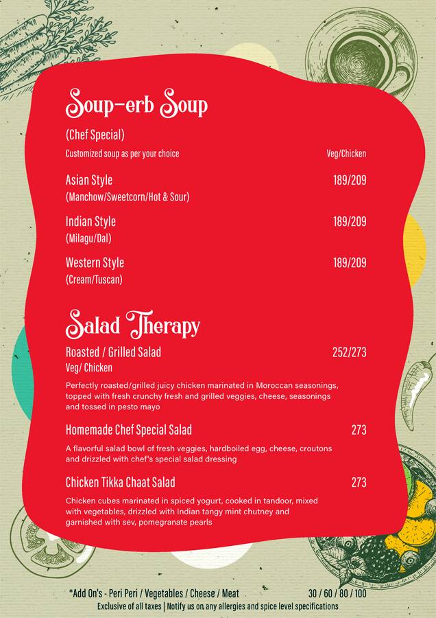 Menu of Zonkk, Medavakkam, Chennai