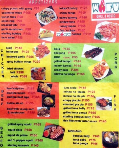 Menu at Wafu Grill and Resto pub & bar, Makati